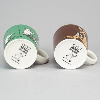 Two Moomin Characters porcelain mugs from Arabia, Finland.