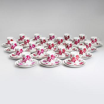 A 46-piece coffee set, 'Irina', decor by Esteri Tomula for Arabia, Finland 1971-72.