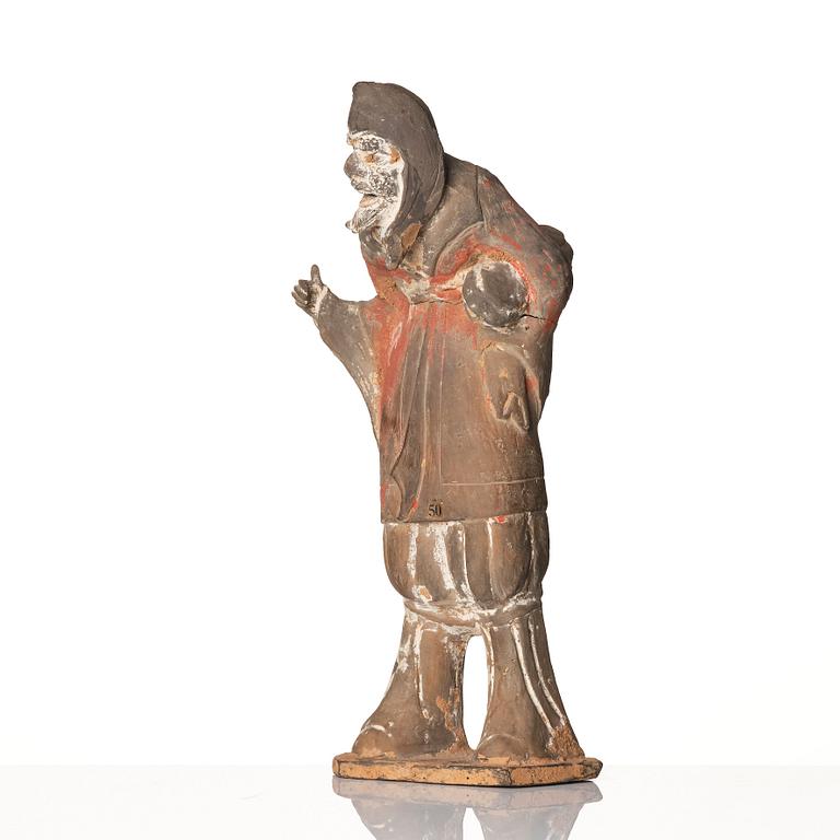 A sculptured pottery figure of a foreigner, Wei/Sui dynasty.