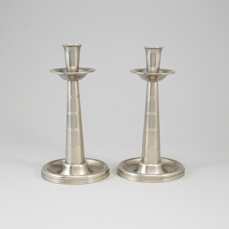 A pair of Swedish 20th century  pewter candlesticks for GAB.
