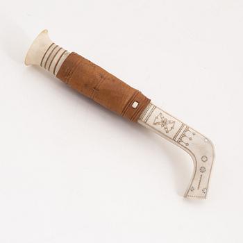 A reindeer horn knife by Nikolaus Fankki, signed.