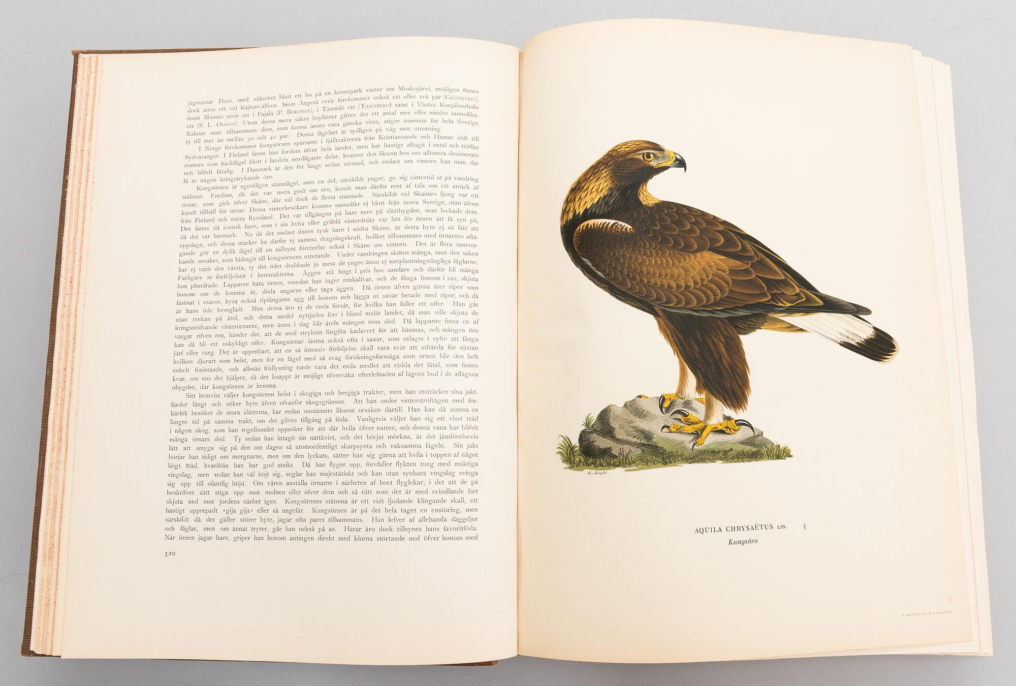 Books, 3 vol, "Svenska Fåglar", M,W & F von Wright. 1924 and 1929 Stockholm.