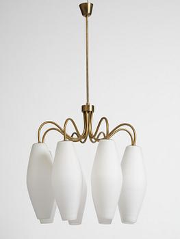 Harald Notini, eller Uno Westerberg, taklampa, Arvid Böhlmarks Lampfabrik, Stockholm, 1950-tal.