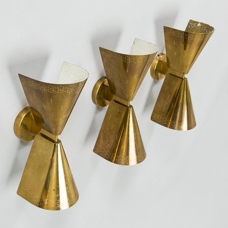 Paavo Tynell, three mid-20th century 'K 8 -1/2' wall lights for Taito.