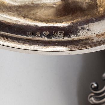A Swedish 19th century silver sugar bowl and cover, mark of Gustaf Möllenborg, Stockholm 1846.