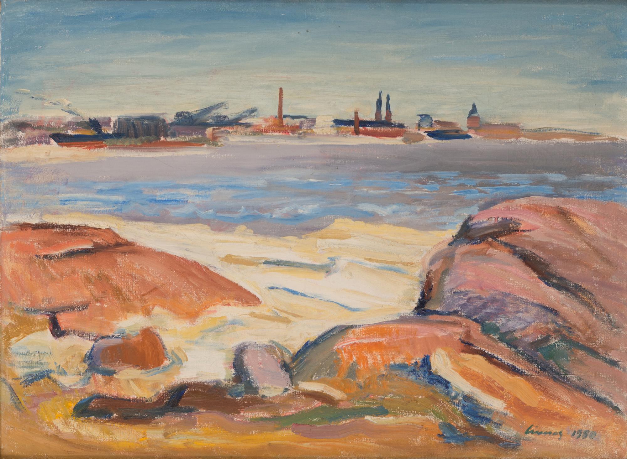 Elsa Linnos, oil on canvas, signed and dated 1950.