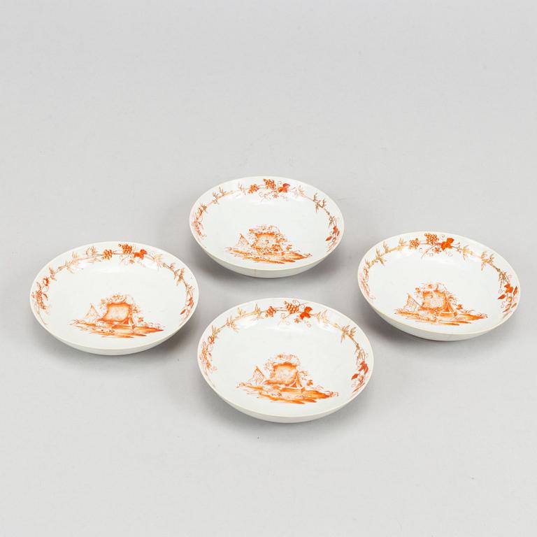 Nine orange and white export porcelain service, Qing dynasty, 18th-19th century.