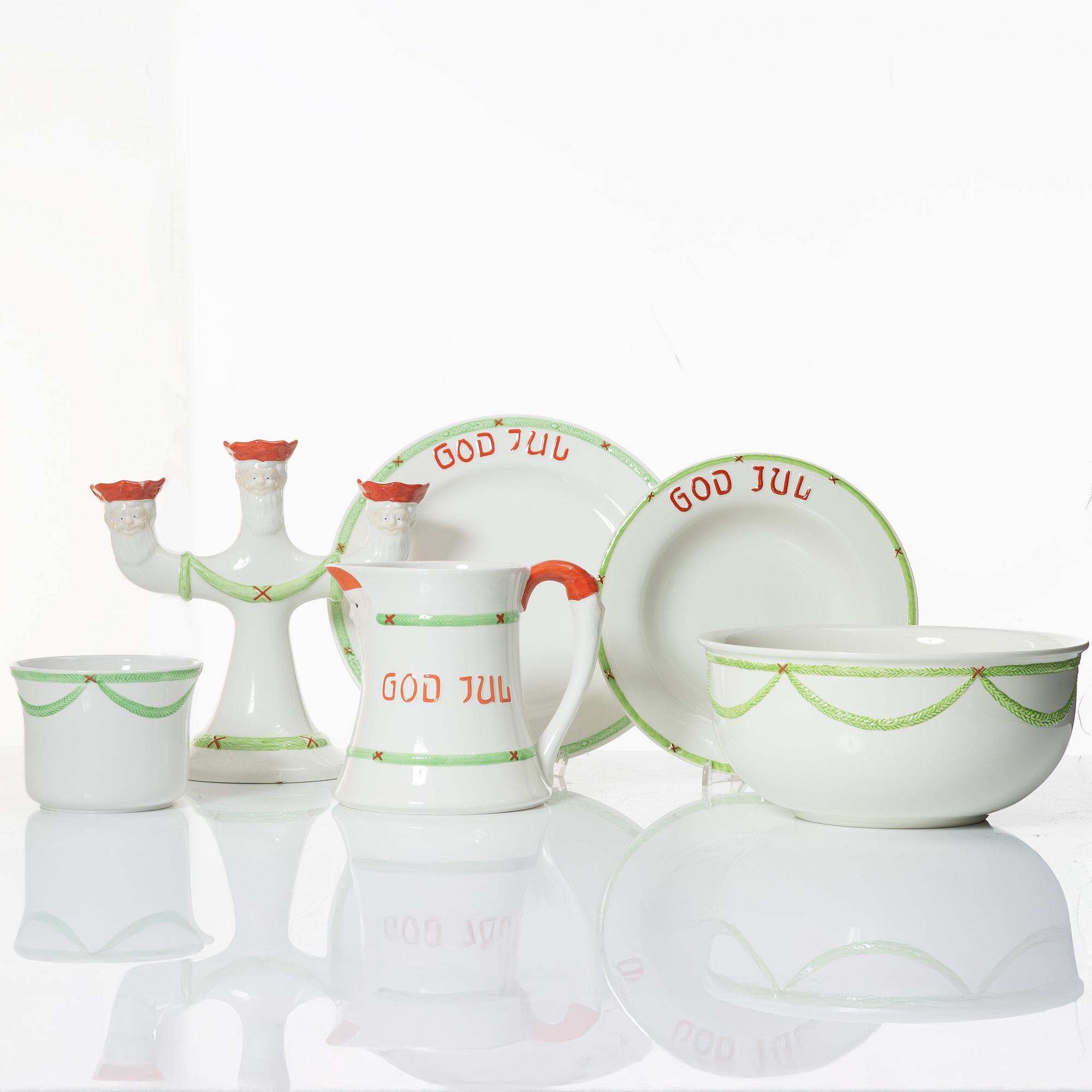 A 21-piece Christmas porcelain dinner service, 'God jul', Rörstrand / Gustavsberg.