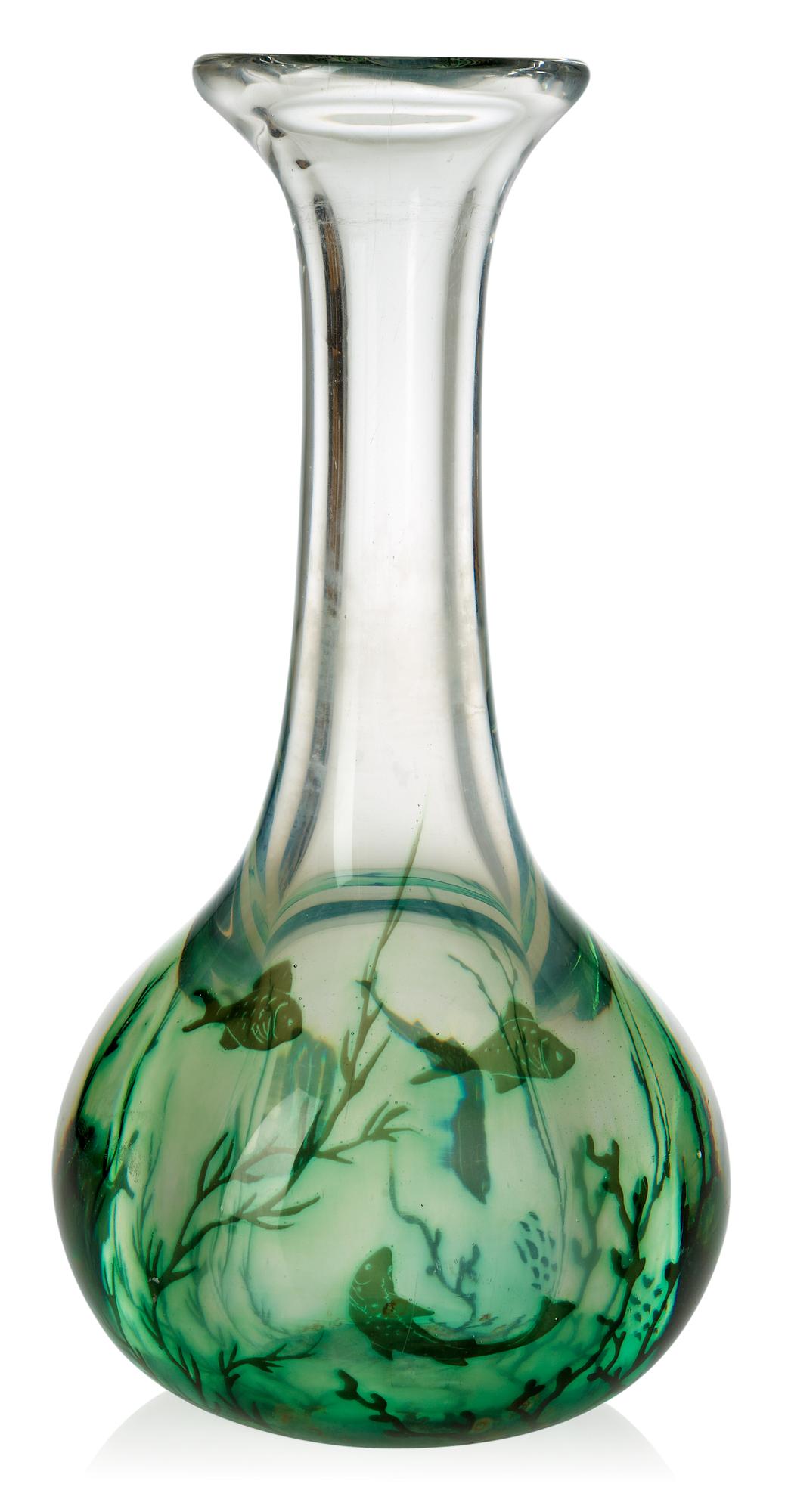 An Edward Hald 'fish graal' glass vase, Orrefors 1939.