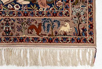 Carpet, Isfahan, figural, approx. 160 x 105 cm.