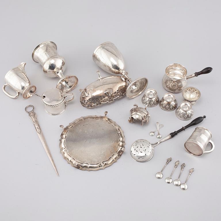 A set of 19th and 20th century silver serving ware, mostly England.