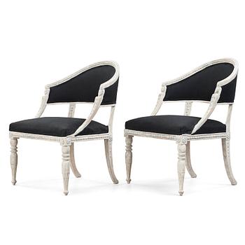 40. A pair of late Gustavian early 19th century armchairs.