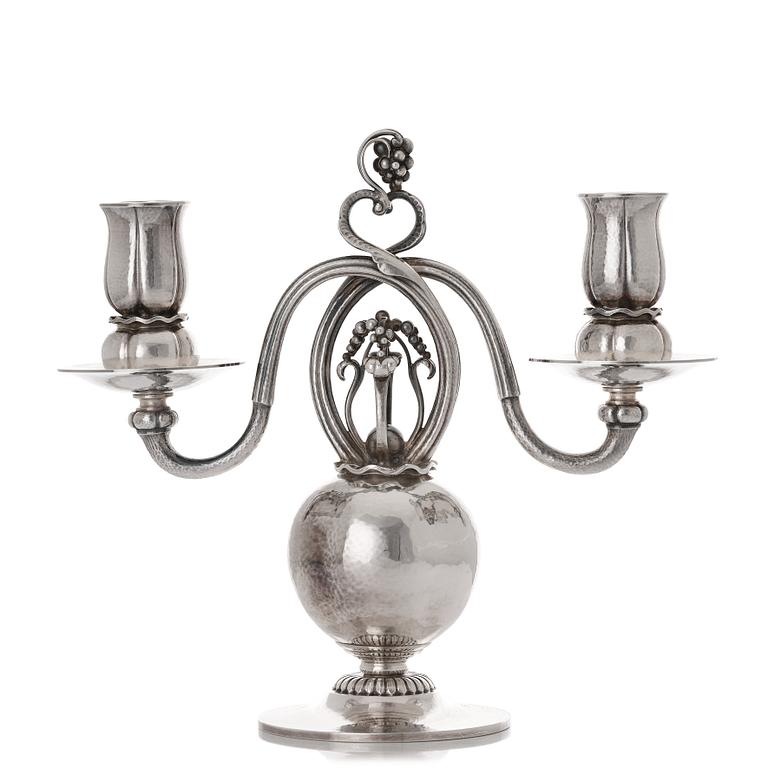 Georg Jensen, a sterling silver candelabrum, Copenhagen 1993, design nr 324.