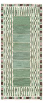 226. Barbro Nilsson, a carpet, "Salerno blå", flat weave, ca 348 x 153,5 cm, signed AB MMF BN.