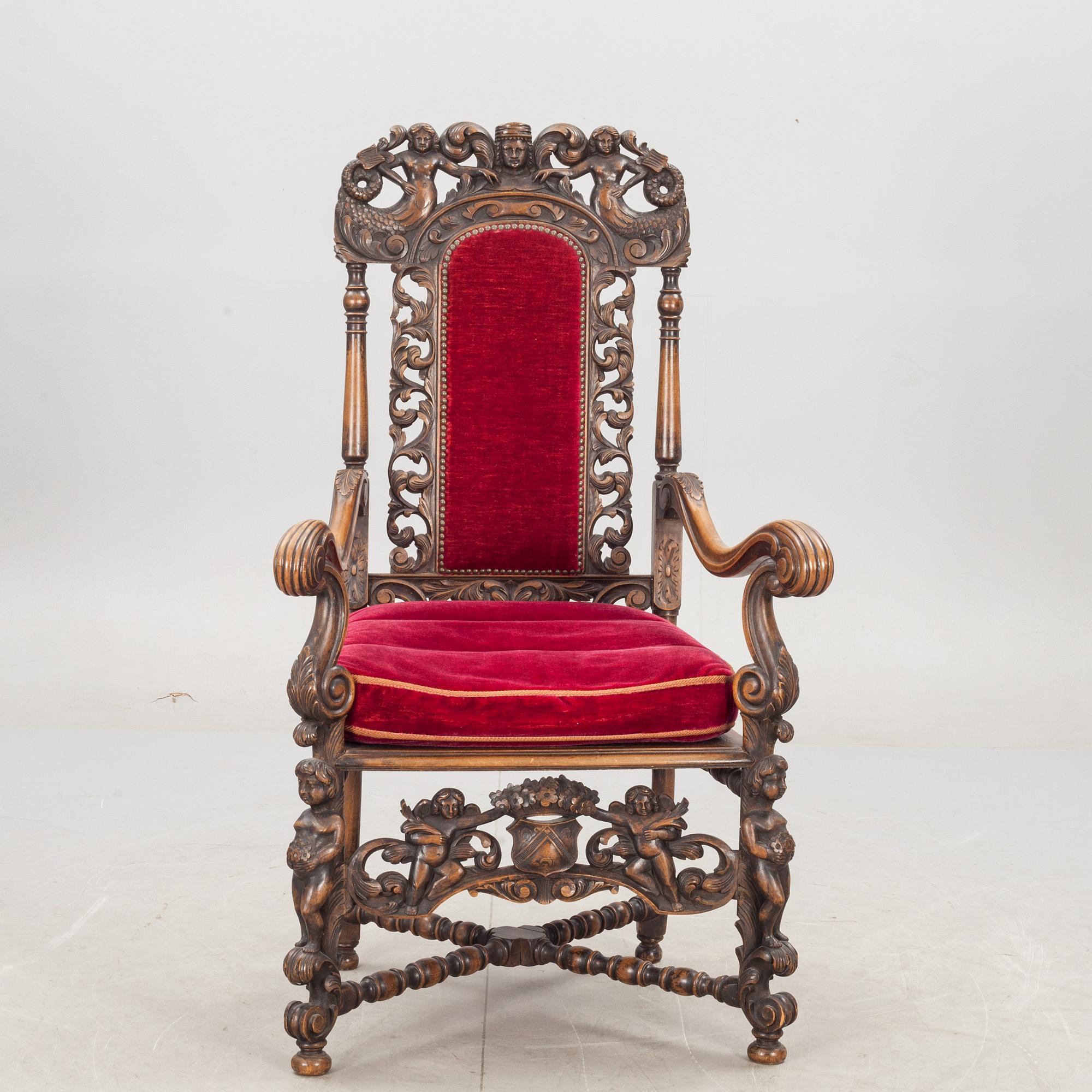 KARMSTOL. Barockstil, 1900-tal.