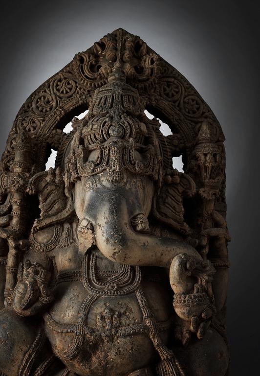 A stone figure of Ganesha, India, Karnataka, Hoysala period, 11/12th Century.