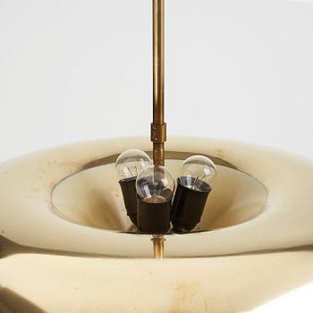 Harald Notini, A Harald Elof Notini Swedish Modern brass ceiling lamp, Böhlmarks Lampvarufabrik, probably 1940's.