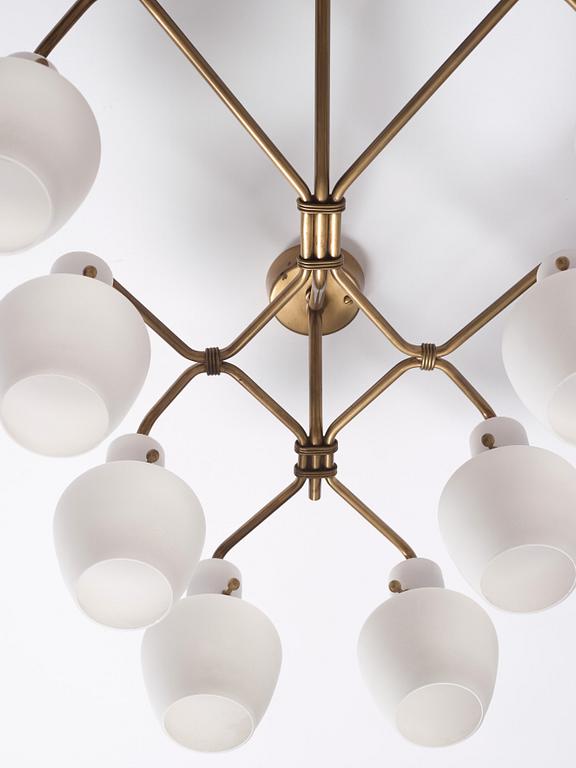 Hans Bergström, a rare and monumental ceiling lamp, ateljé Lyktan, Sweden, 1940-50s.