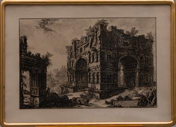 GIOVANNI BATTISTA PIRANESI, efter, etsning, stämplad Regia Calcografia di Roma, 1800-talets slut.