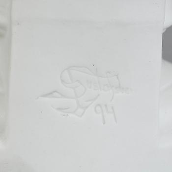 SKULPTUR / BYST, parian, Gustavsberg, daterad 1894.