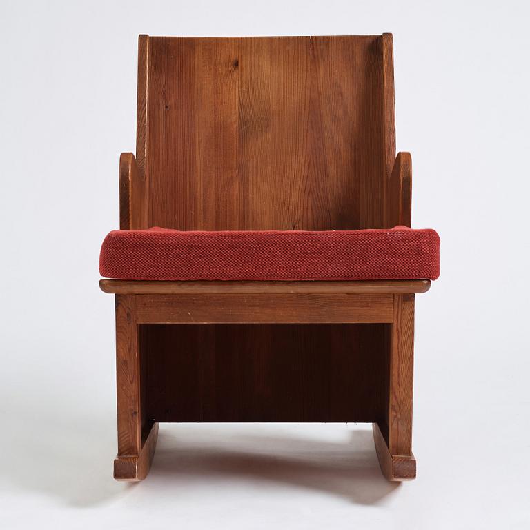 Axel Einar Hjorth, a stained pine 'Lovö' rocking chair, Nordiska Kompaniet 1930s.