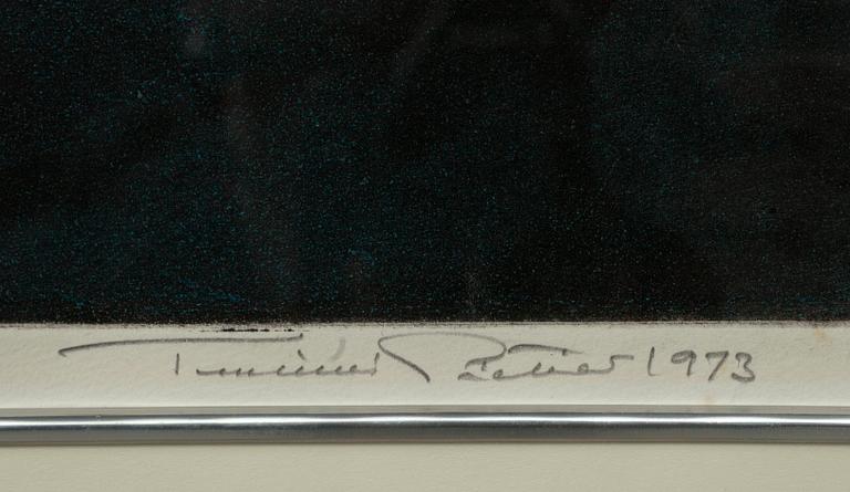 TUULIKKI PIETILÄ, färgakvatint, 21/75 tpl´a, sign. och dat. 1973.