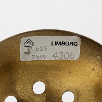 A pair of glass and brass ceiling lights, Glashütte Limburg, Germany.