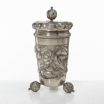Lockpokal, silver, barockstil, svensk importstämpel, 1900-tal.