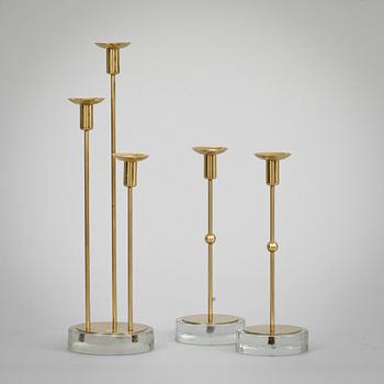 Gunnar Ander · LJUSSTAKAR, ett par och LJUSSTAKE, design Gunnar Ander, Ystad Metall, 1900-tal.