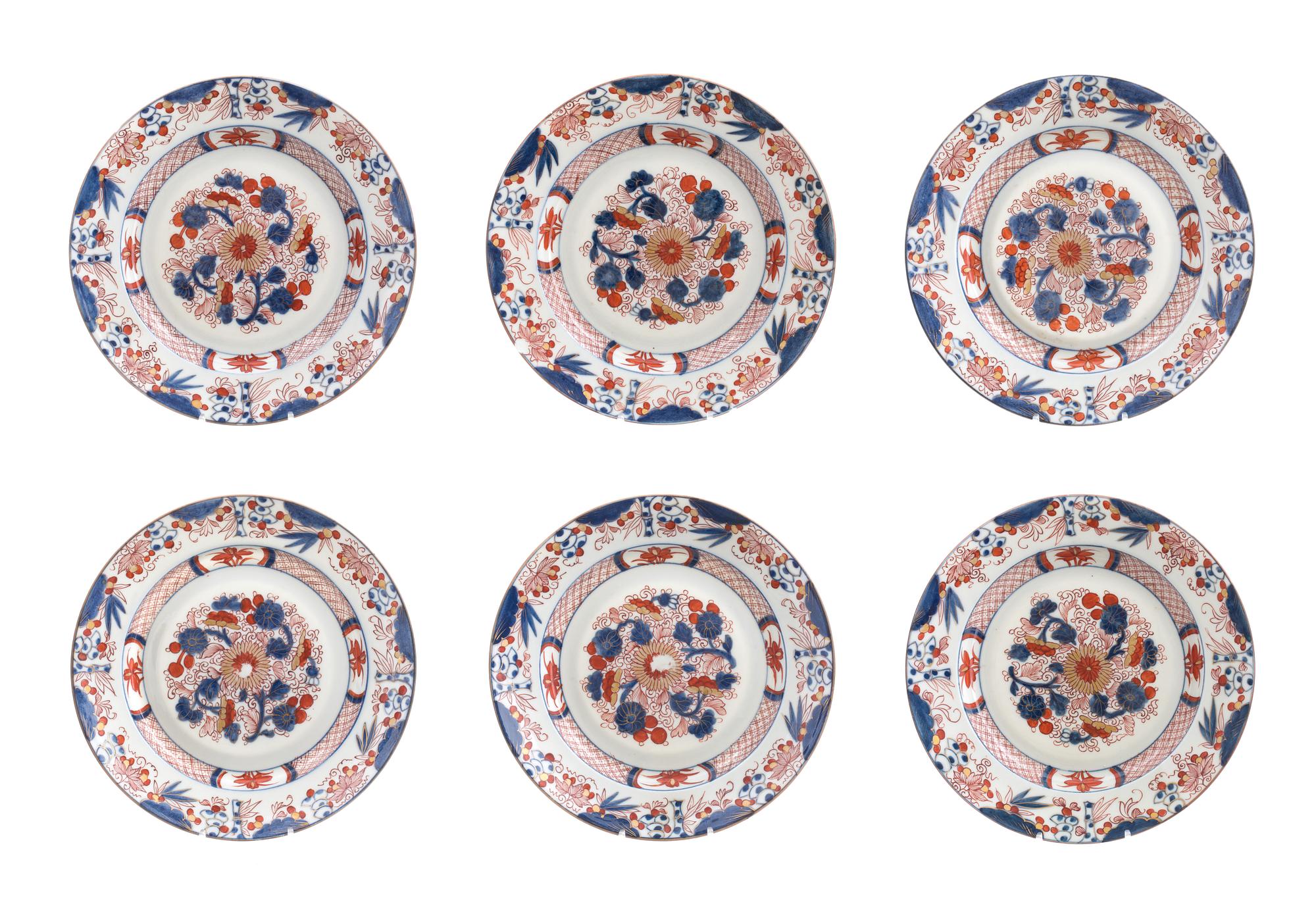 TALLRIKAR, 6 st, porslin, Kina 1800-tal.