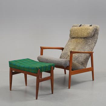 FÅTÖLJ med FOTPALL, ur "Contour"-serien, Alf Svensson, Dux, 1900-talets mitt.