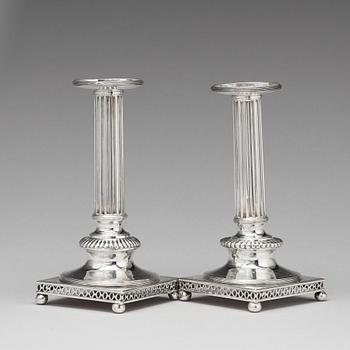 A pair of Swedish 18th century silver candlesticks, mark of Anders Castman ty, Eksjo 1798.