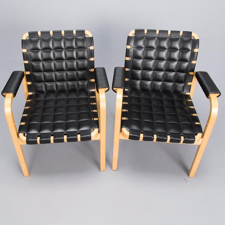 ALVAR AALTO, two late 20th century '45' armchairs for Artek.