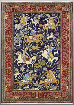 A rug, figural Qum, ca 195 x 140 cm.