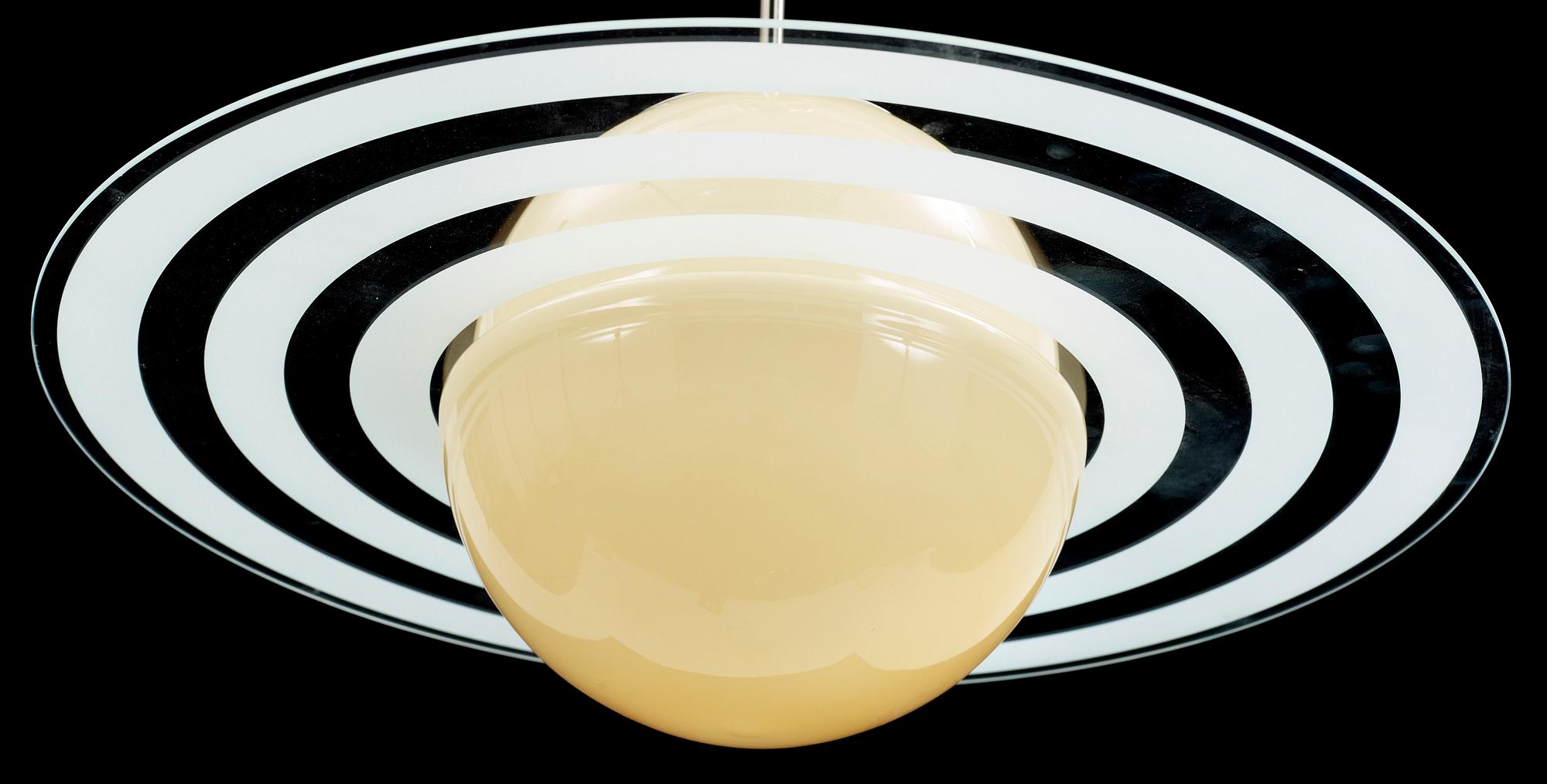 TAKLAMPA, glas, "Saturnus", 1940/50-tal. Höjd 50.