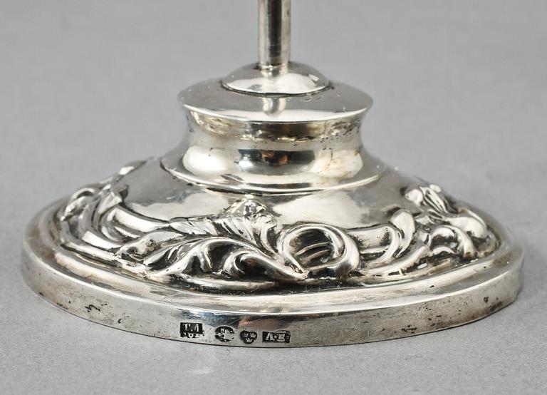 VAXSTAPELSTÄLL, silver, Abraham Edborg, Jönköping, 1849.