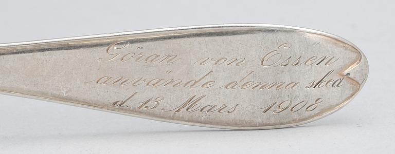 TESKEDAR, silver, 6 st, delvis Jacob Möller, Malmö, 1817. Tot vikt 202 gram.