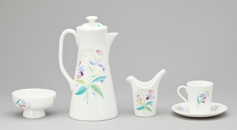 MOCCASERVIS, 15 delar, benporslin,  "Florette", Stig Lindberg, Gustavsberg.