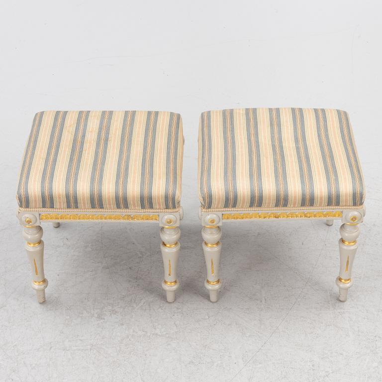 A pair of Gustavian style stools, 19th century.