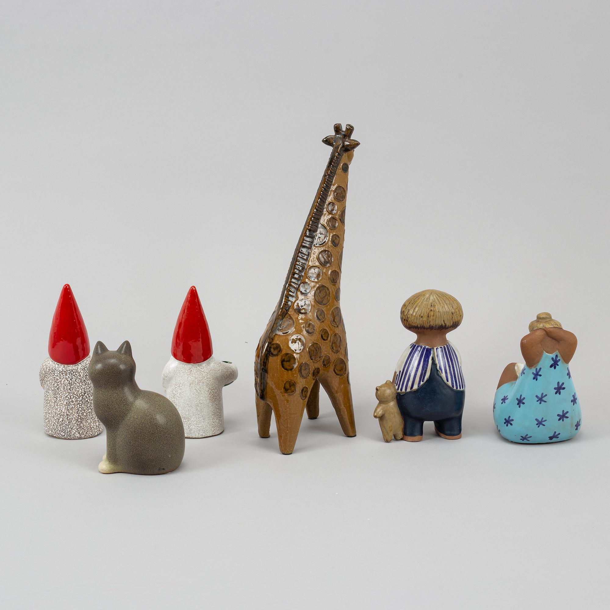 Lisa Larson, a group of six stoneware figurines, including K-Studion, Gustavsberg.