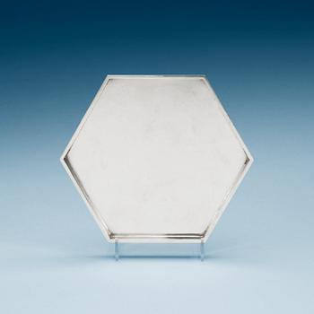 748. A Wiwen Nilsson hexagonal sterling coaster, Lund 1962.