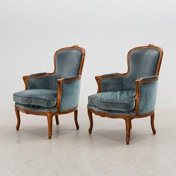 Fåtöljer ett par Louis XV-stil 1900-talets mitt.