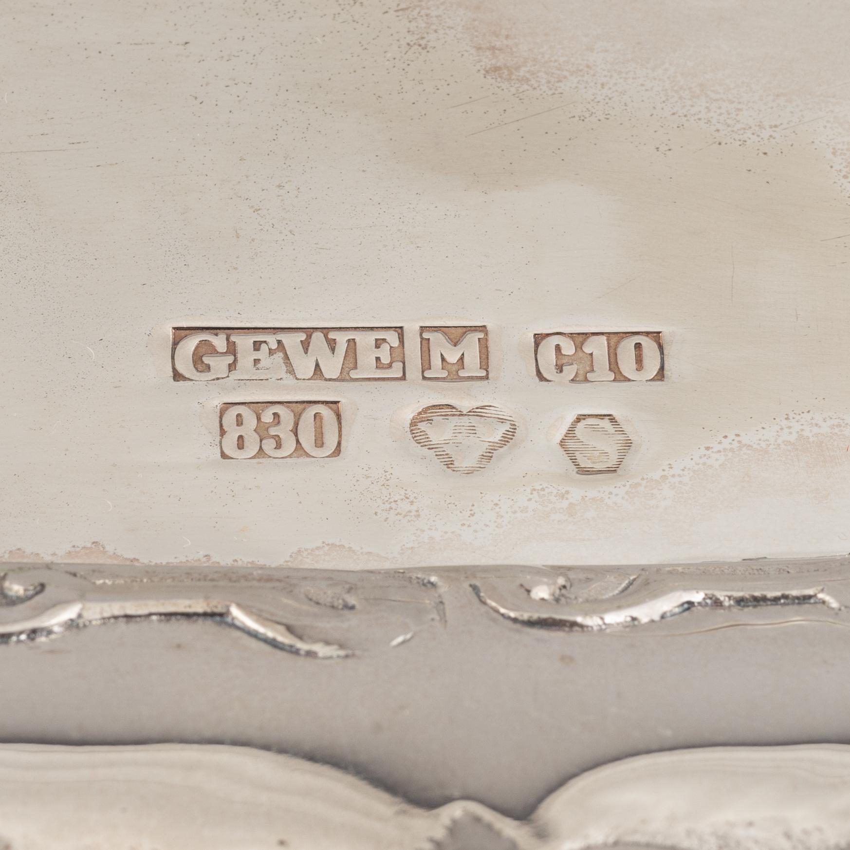 A Swedish silver tray, marks of GEWE, Malmö 1977.