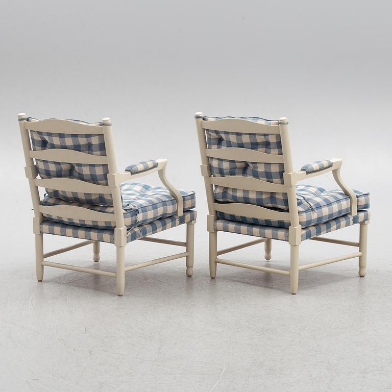 Karmstolar ett par, gustaviansk stil, s.k. Gripsholmsfåtöljer, ett par.