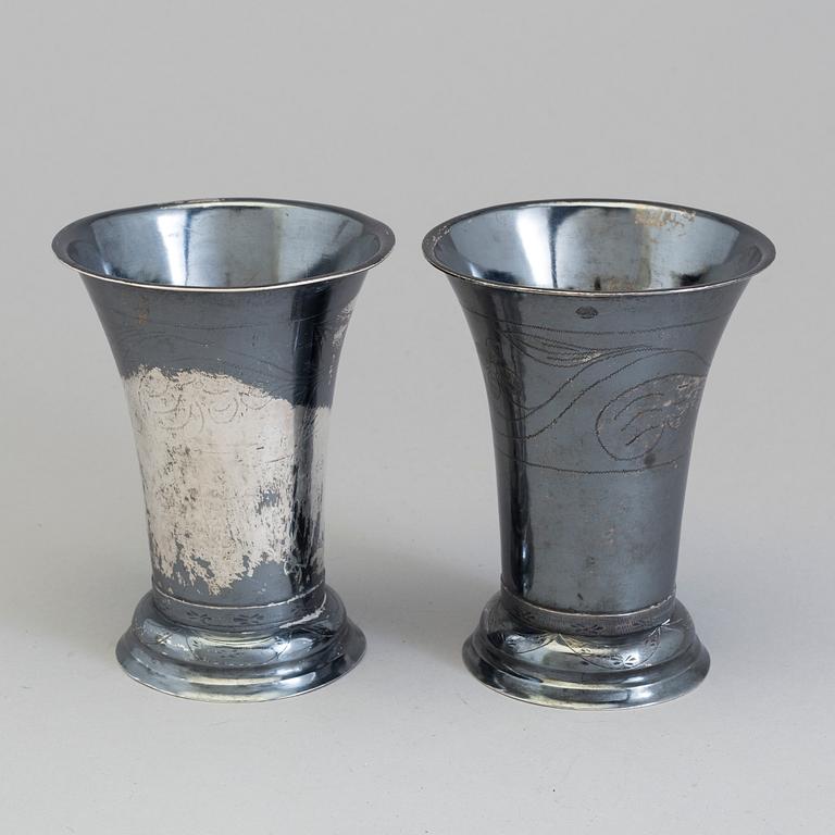 A pair of Swedish 19th century silver beakers, mark of CG Högstedt, Kalmar 1823.