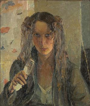 Ella Wanner, "Woman Combing Her Hair" (Self-Portrait).