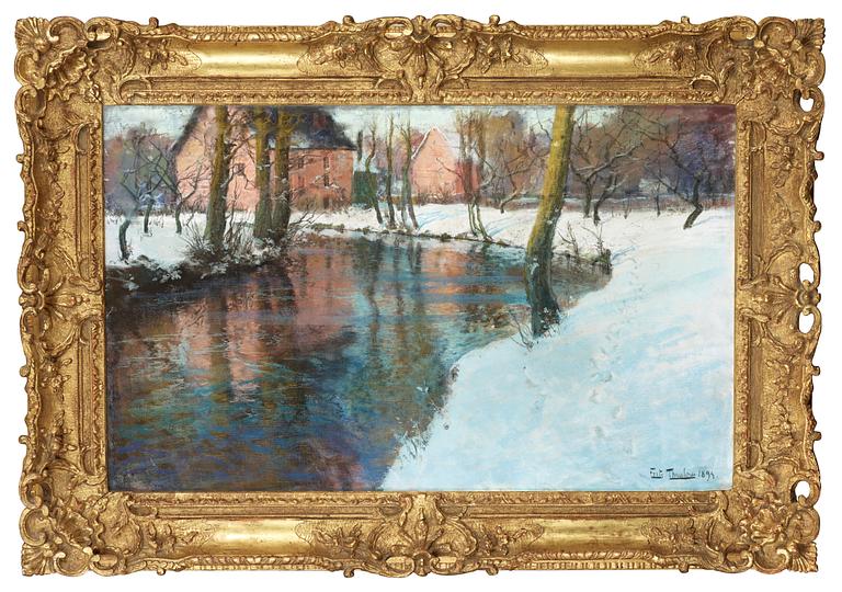 Frits Thaulow, Winter Landscape With Stream.