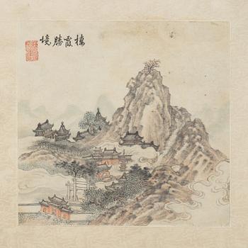 Unidentified artist, Temple in mountainous landscape, China, late Qing dynasty / around 1900.