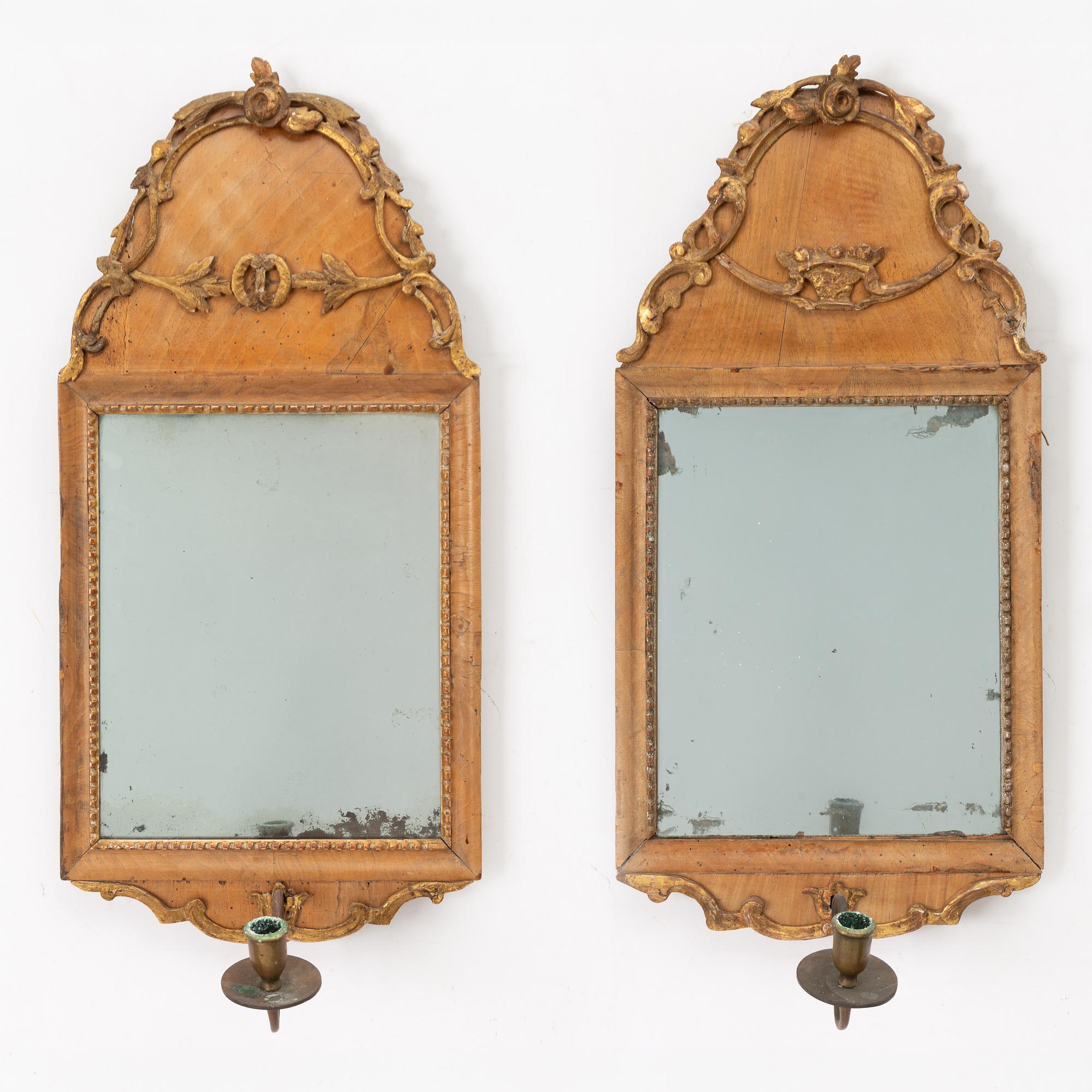Spegellampetter, ett par, England, 1700-tal.