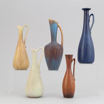 Gunnar Nylund, a set of five stoneware vases/jugs for Rörstrand.